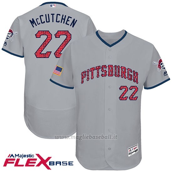 Maglia Baseball Uomo Pittsburgh Pirates 2017 Estrellas y Rayas Andrew Mccutchen Grigio Flex Base